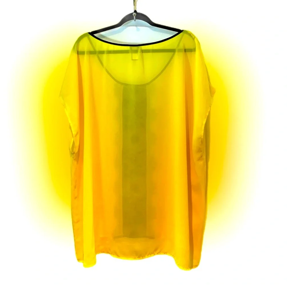 torrid Yellow Swim Cover-Up with Black Lace Panel